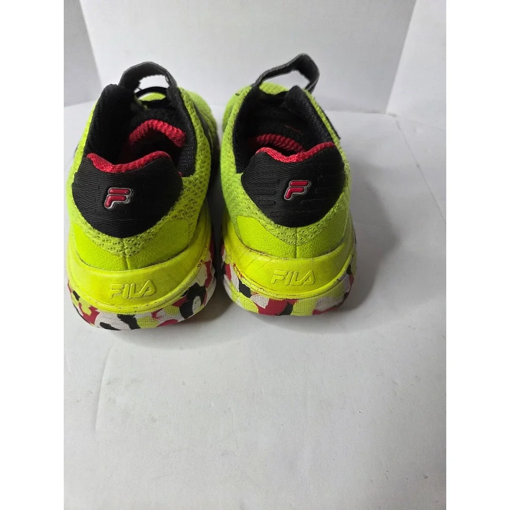Fila Kids Neon Yellow Black Red‎ Athletic Sneakers 3RM01704-704 Size 2